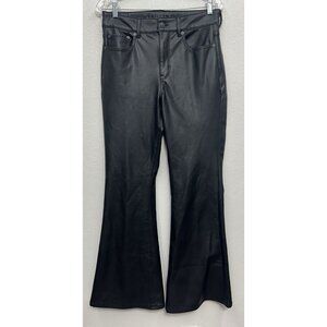 American Eagle Faux Leather Super Hi-Rise Flare Pants Size 10 Black 30x32 *MINT